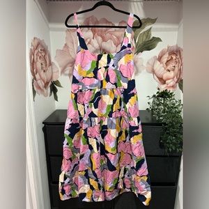 Ava & Viv Pink Colorful Midi Dress - 2X